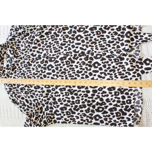Susan Graver Jaguar Animal Print Blouse Size 22W Top Tie gem Button front casual - Picture 3 of 5
